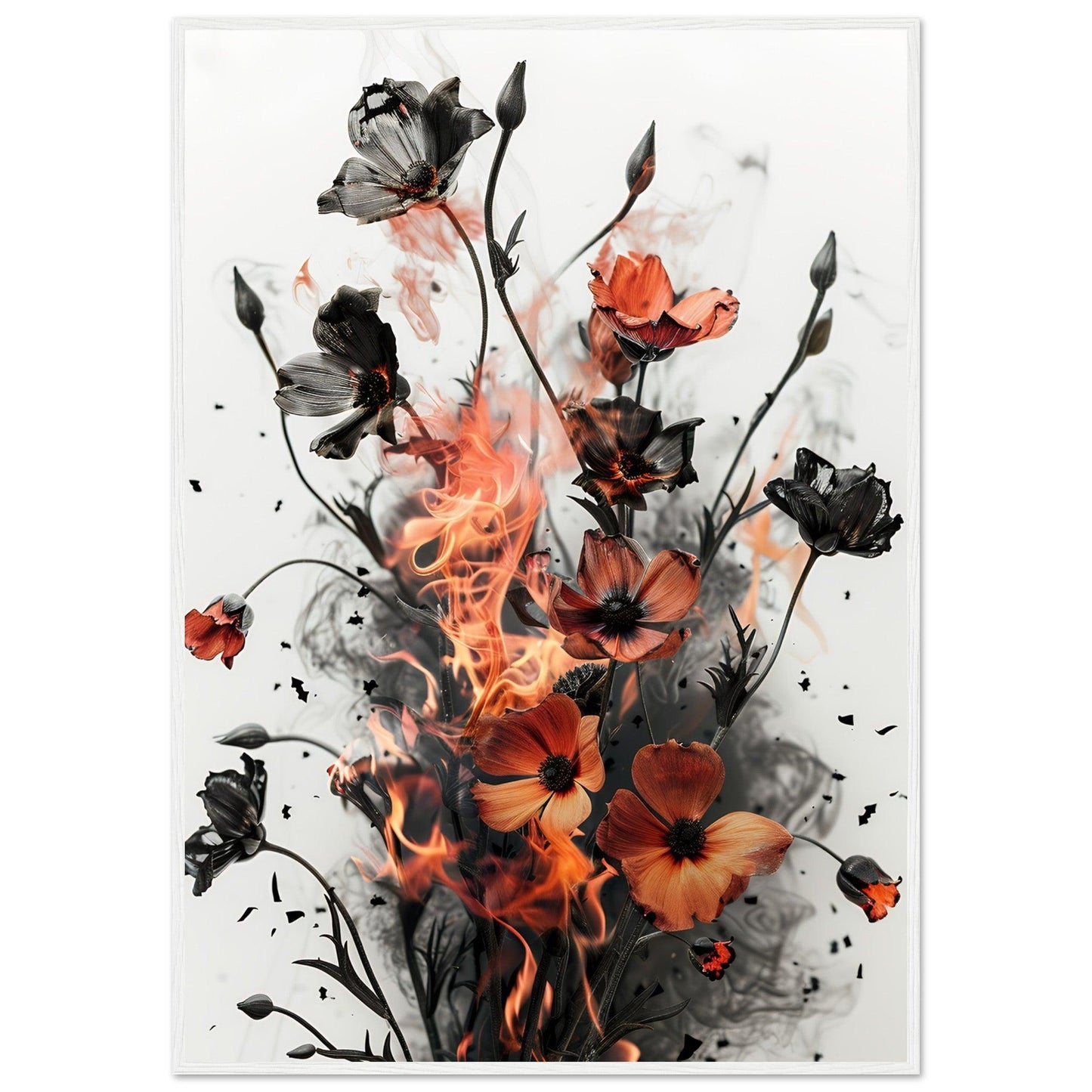 Flames & Blooms Abstract Poster - EcoFrameArt