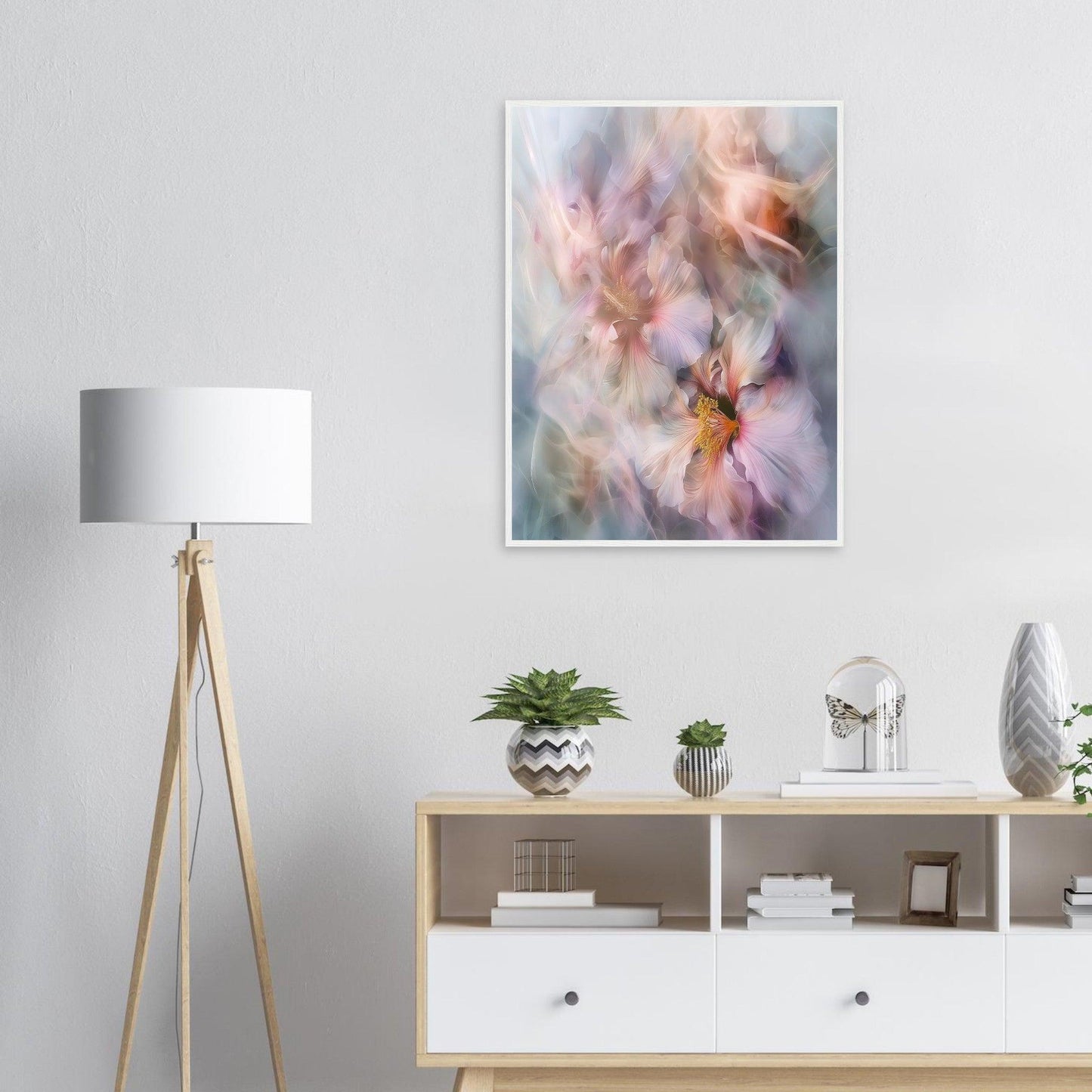 Soft Abstract Blossoms, Premium Matte Paper, Wooden Frame - EcoFrameArt