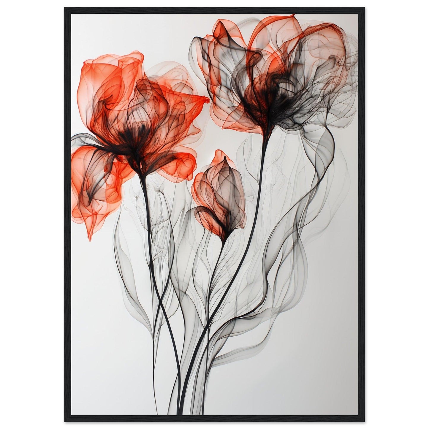 Crimson & Shadow Smoke Flower Poster - EcoFrameArt