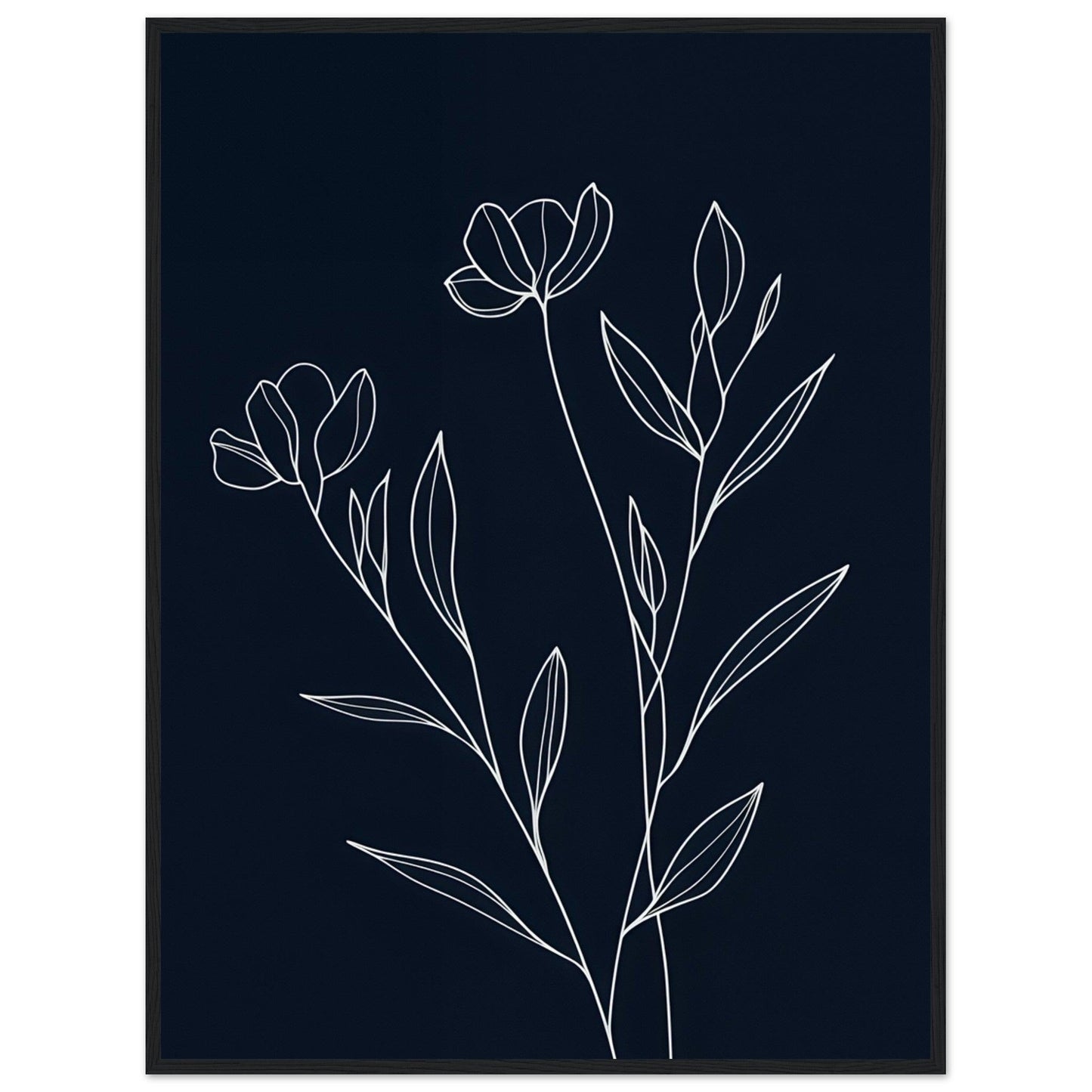 Minimalist Line Art Flower Poster on Premium Matte Paper, Wooden Frame - EcoFrameArt