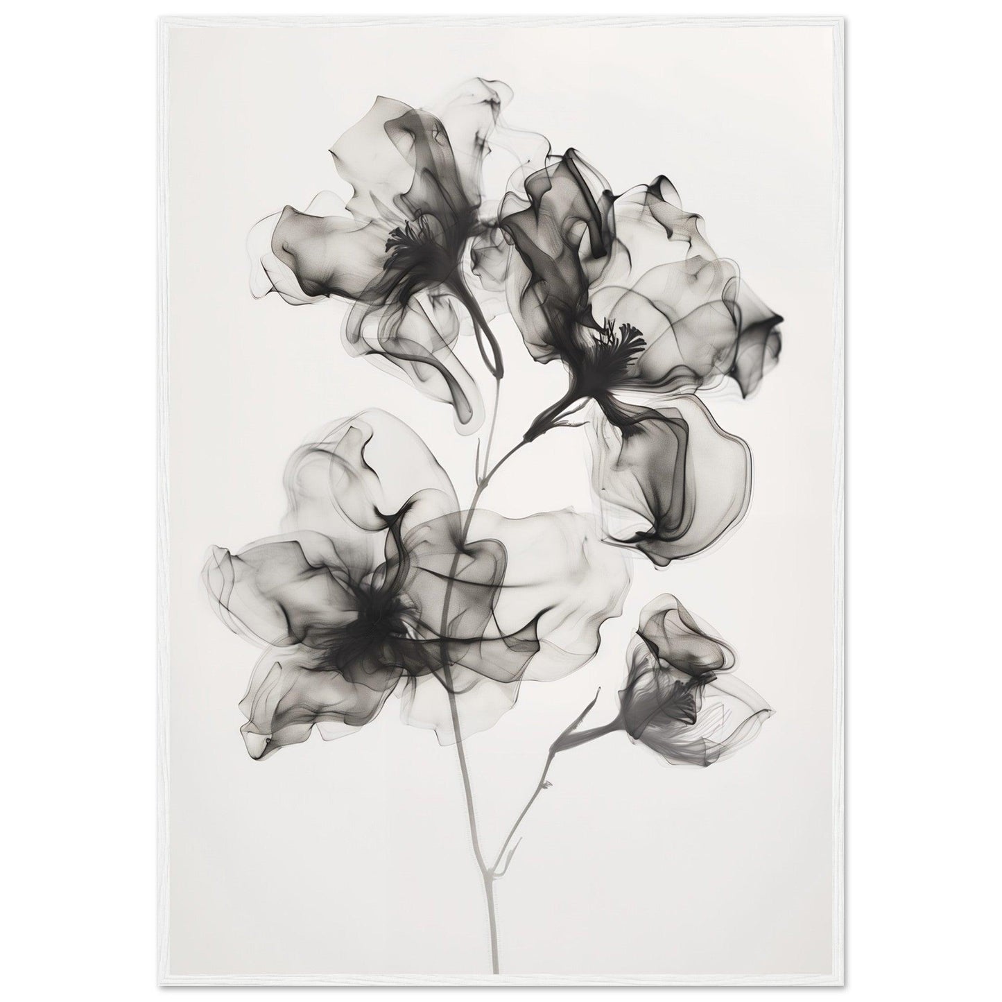 Elegant Monochrome Smoke Petals Poster - EcoFrameArt