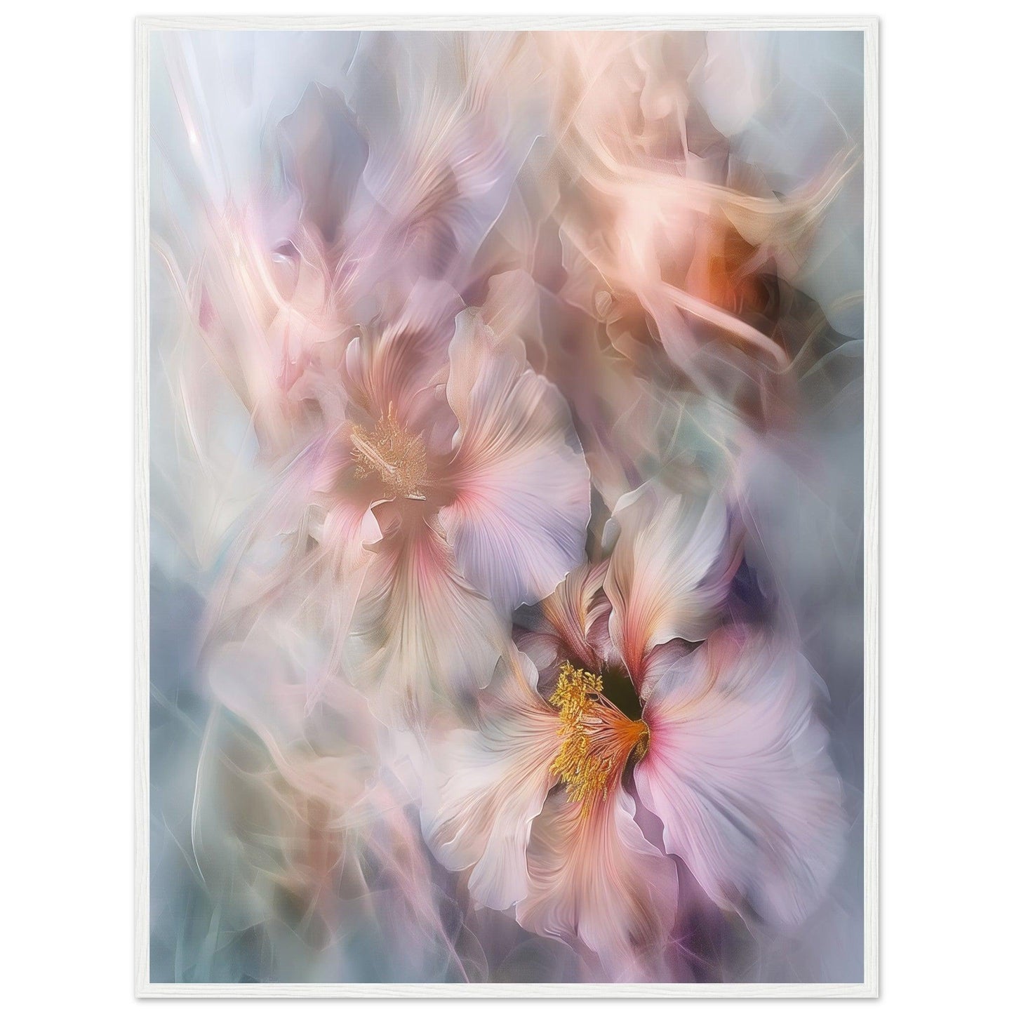 Soft Abstract Blossoms, Premium Matte Paper, Wooden Frame - EcoFrameArt