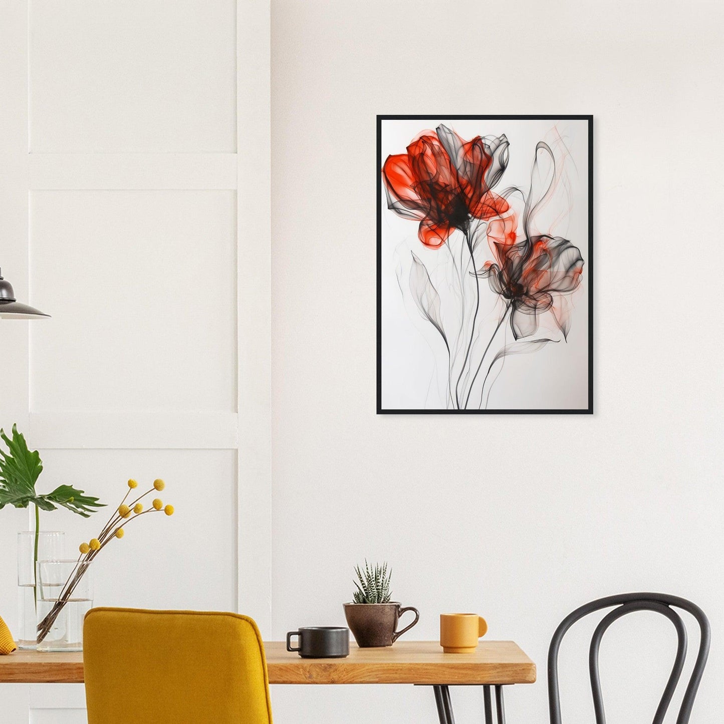 Crimson & Shadow Smoke Flower Poster - EcoFrameArt