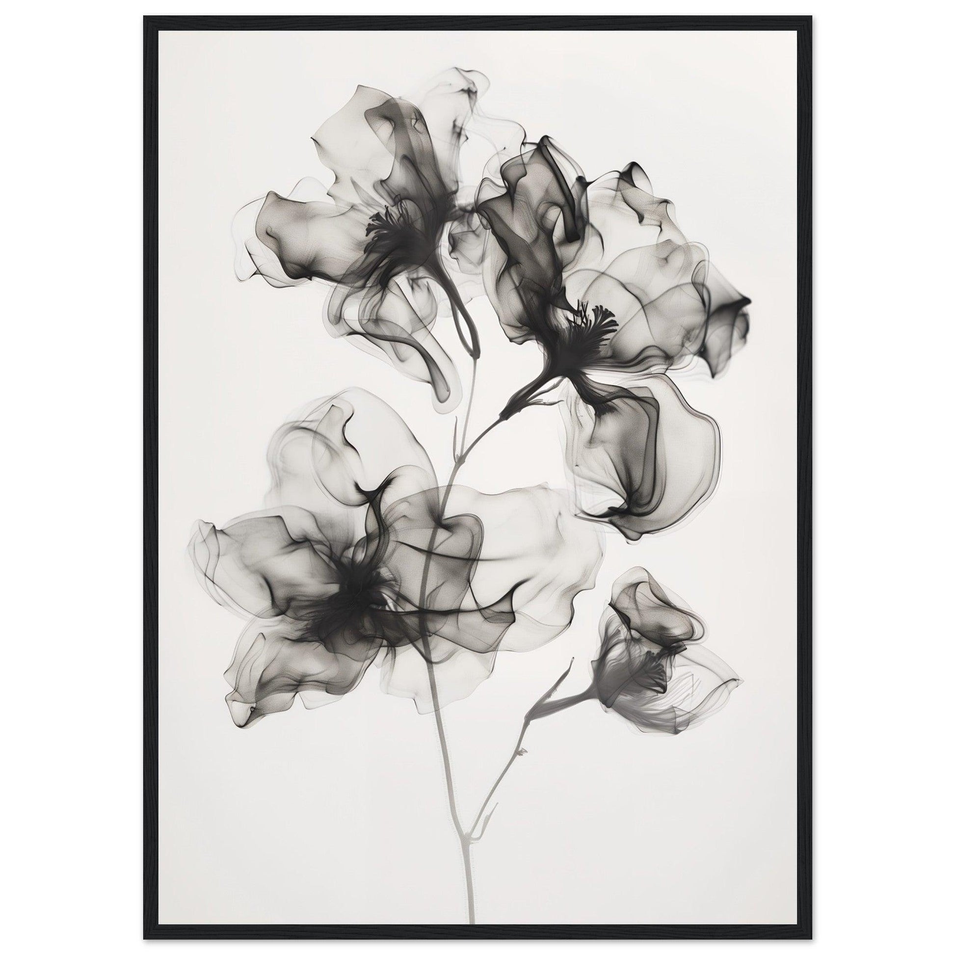 Elegant Monochrome Smoke Petals Poster - EcoFrameArt