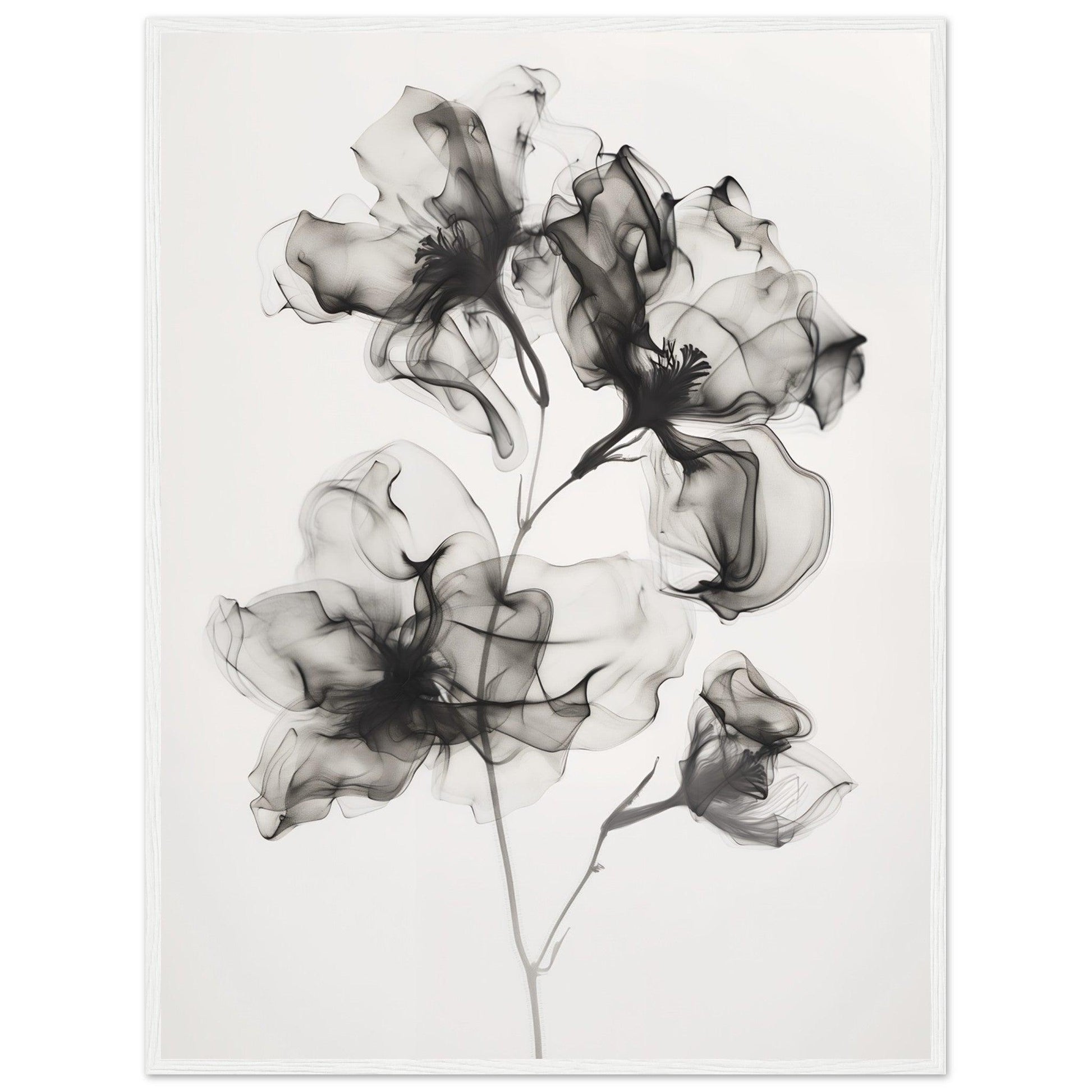 Elegant Monochrome Smoke Petals Poster - EcoFrameArt