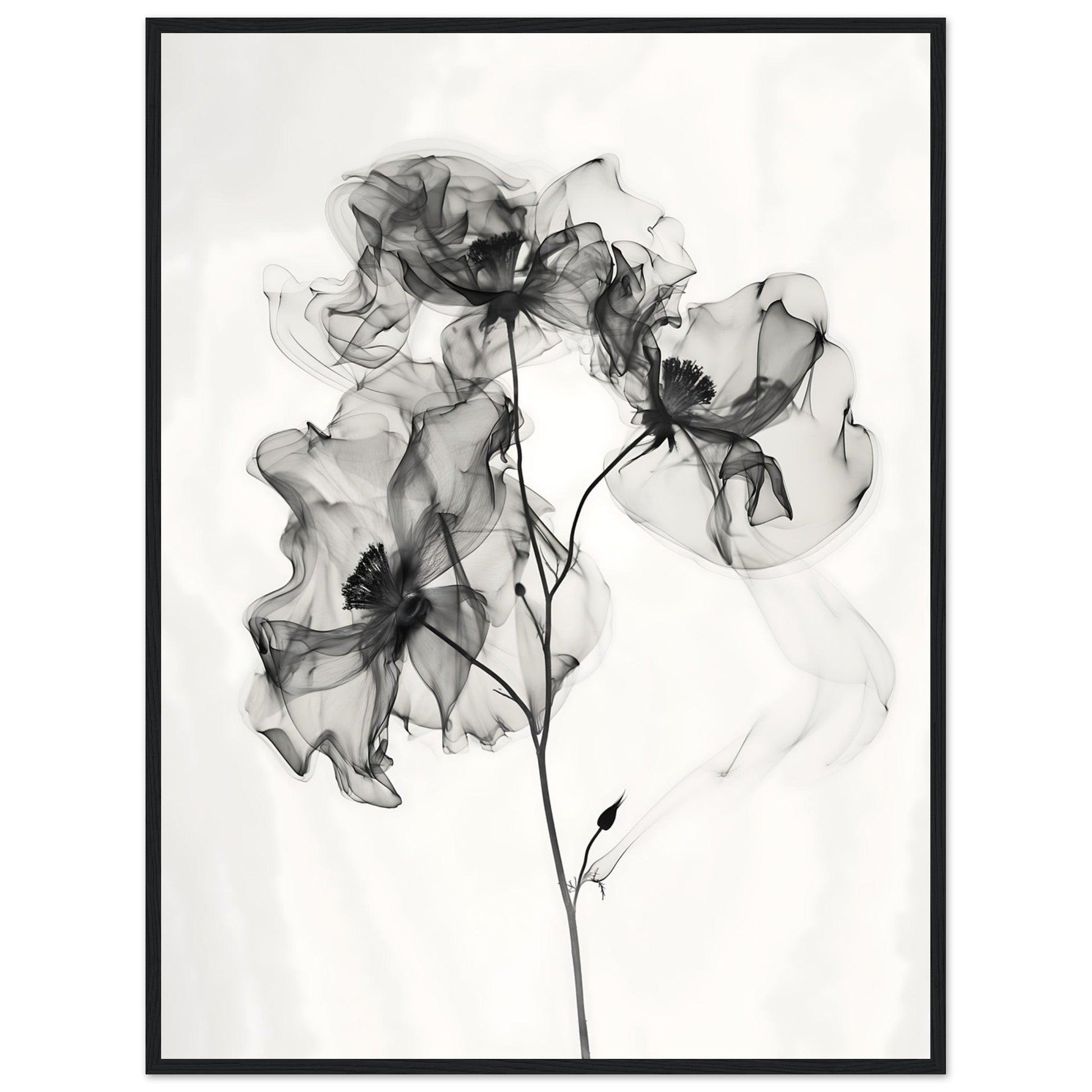 Elegant Monochrome Smoke Petals Poster - EcoFrameArt