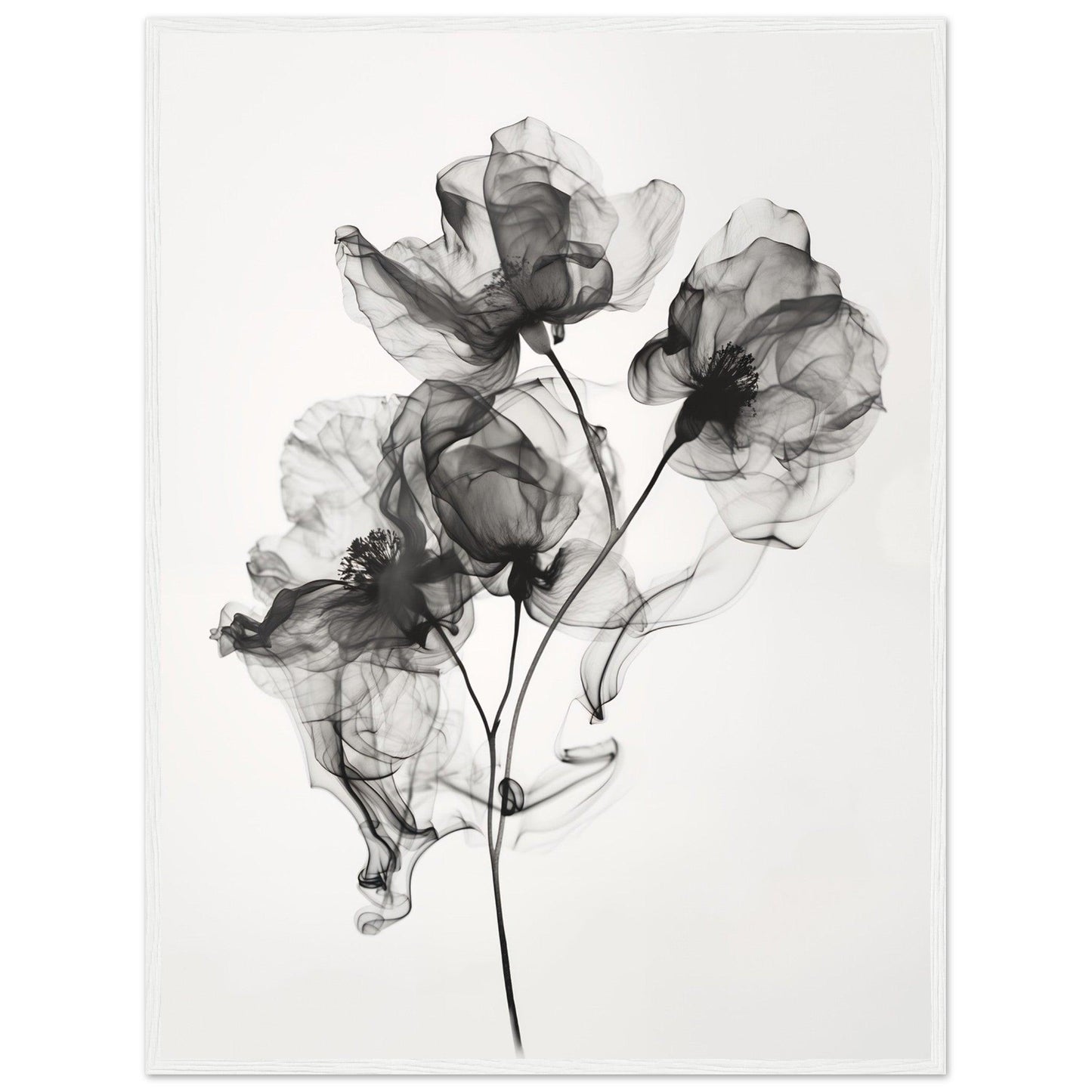 Elegant Monochrome Smoke Petals Poster - EcoFrameArt