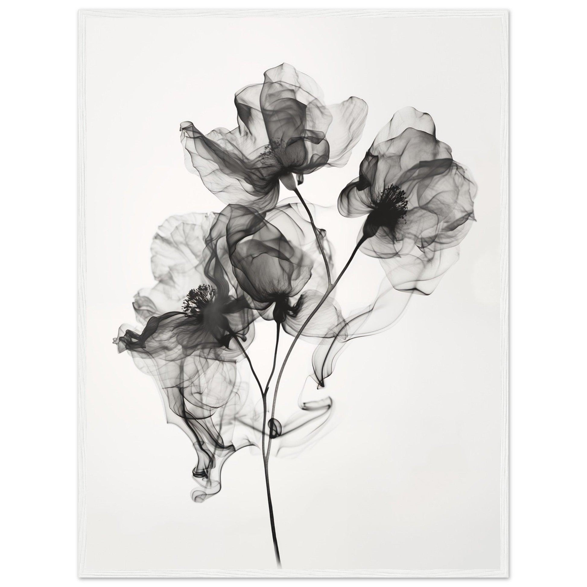 Elegant Monochrome Smoke Petals Poster - EcoFrameArt