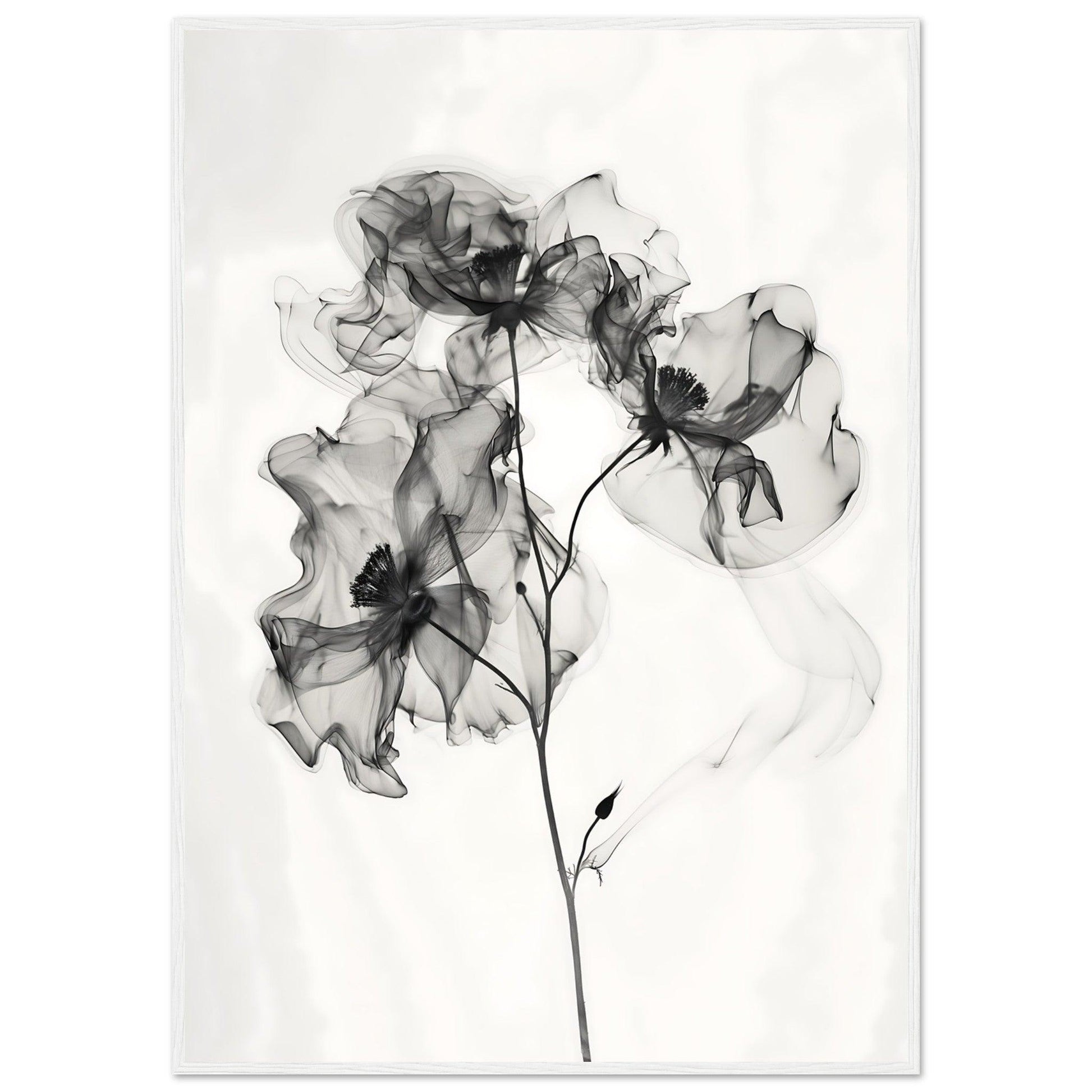 Elegant Monochrome Smoke Petals Poster - EcoFrameArt