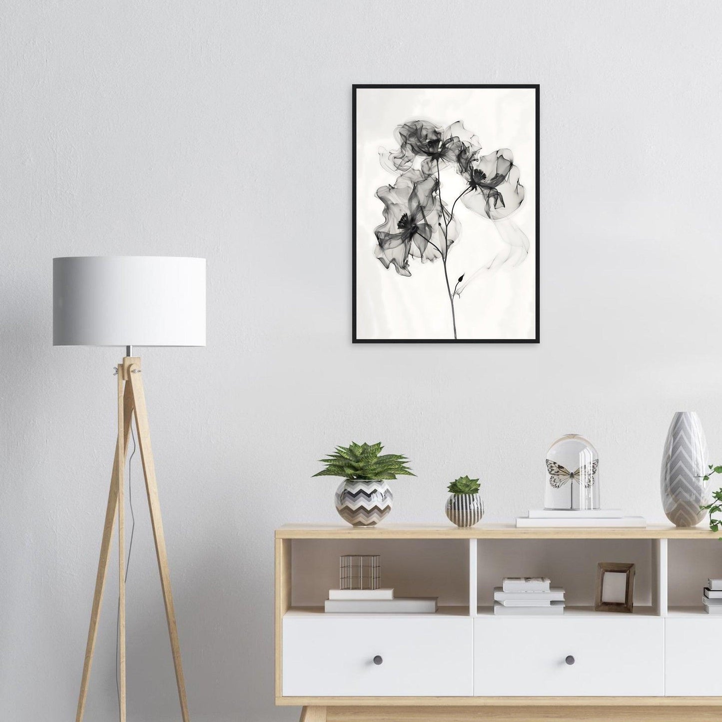 Elegant Monochrome Smoke Petals Poster - EcoFrameArt