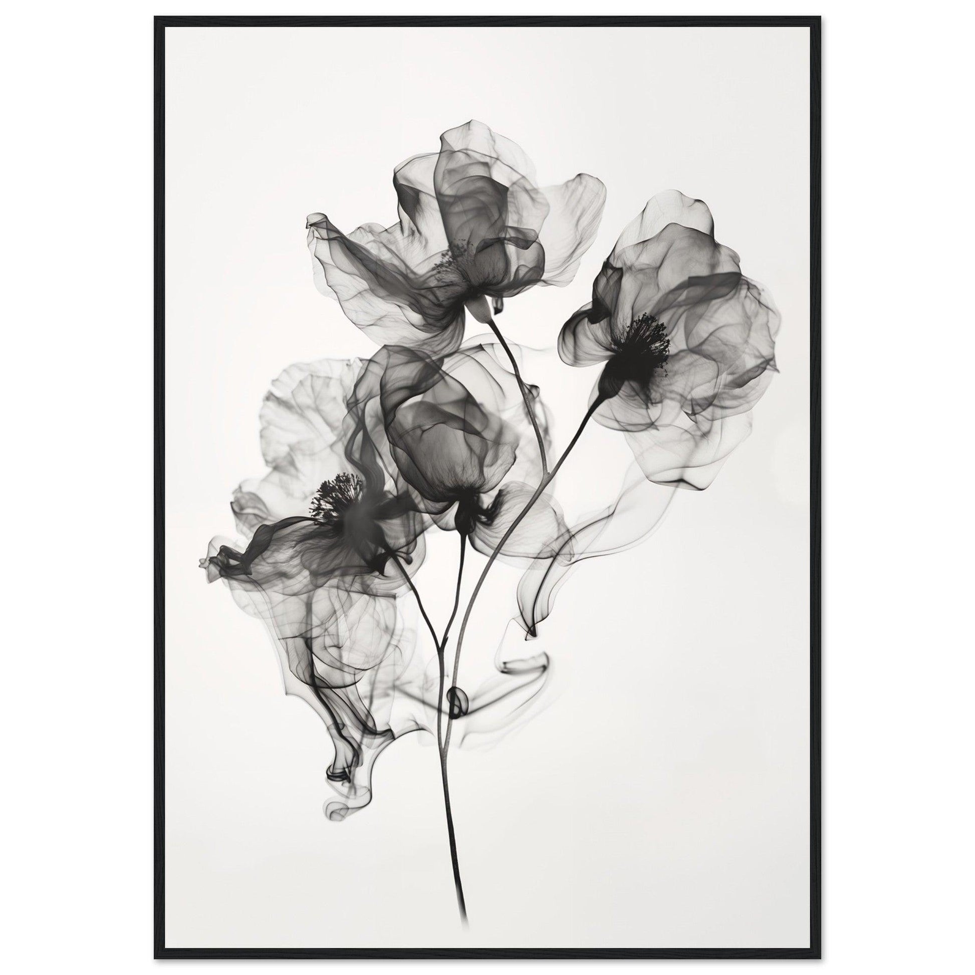 Elegant Monochrome Smoke Petals Poster - EcoFrameArt