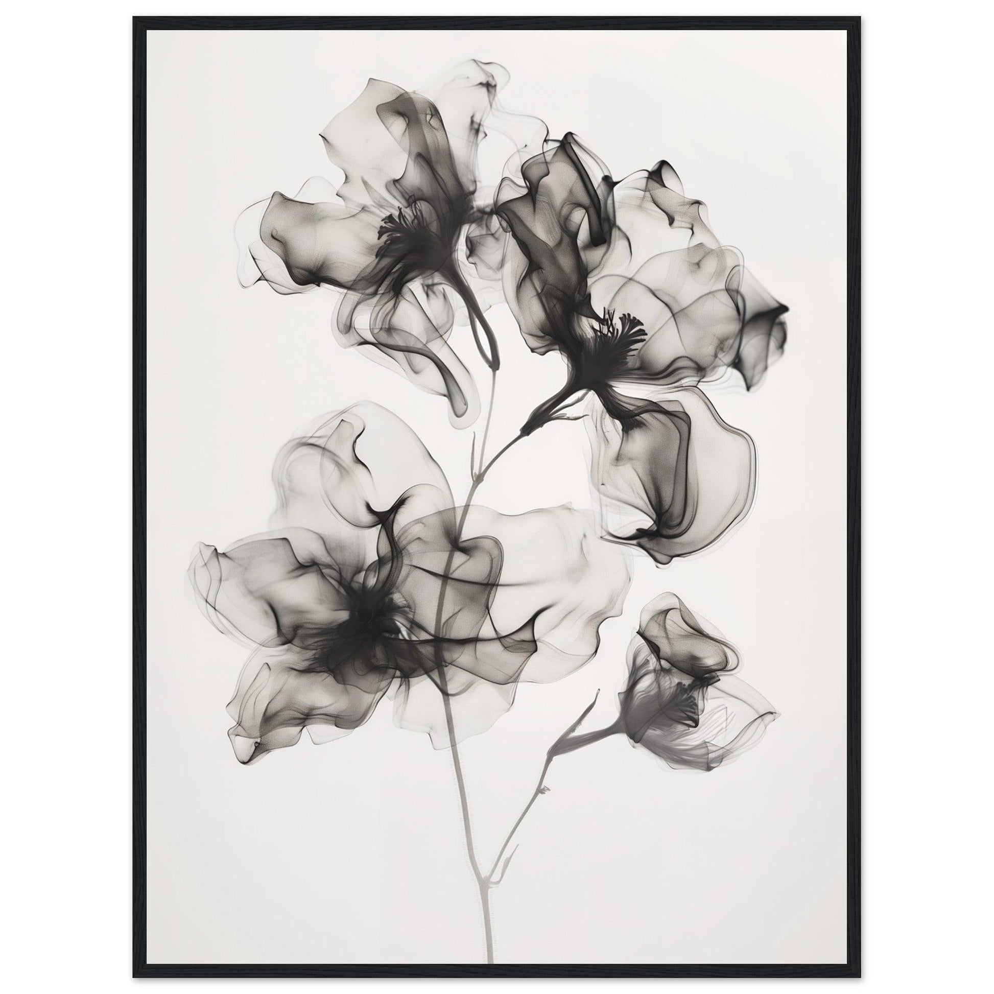 Elegant Monochrome Smoke Petals Poster - EcoFrameArt