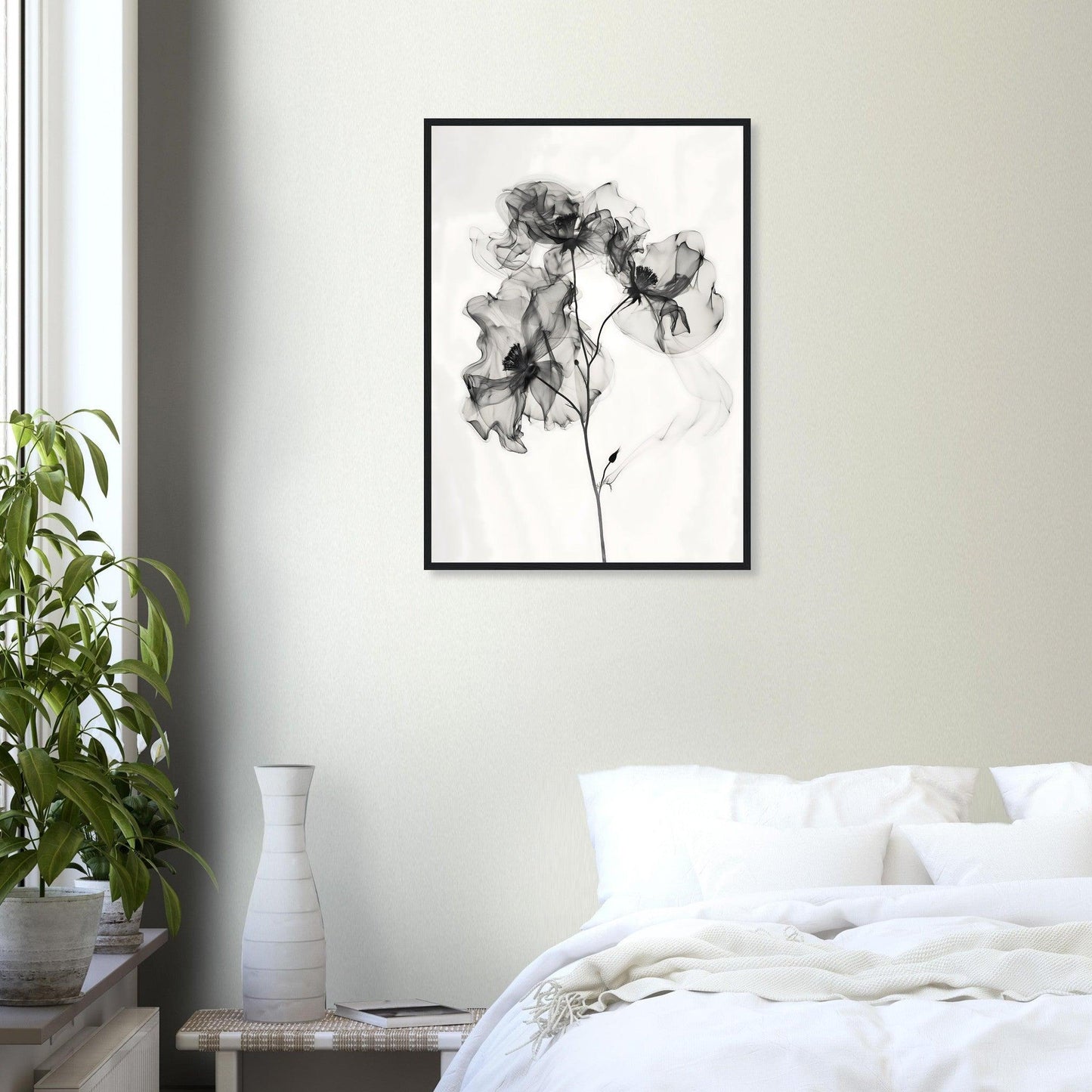 Elegant Monochrome Smoke Petals Poster - EcoFrameArt
