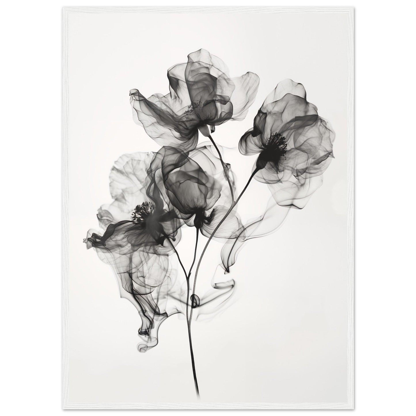 Elegant Monochrome Smoke Petals Poster - EcoFrameArt