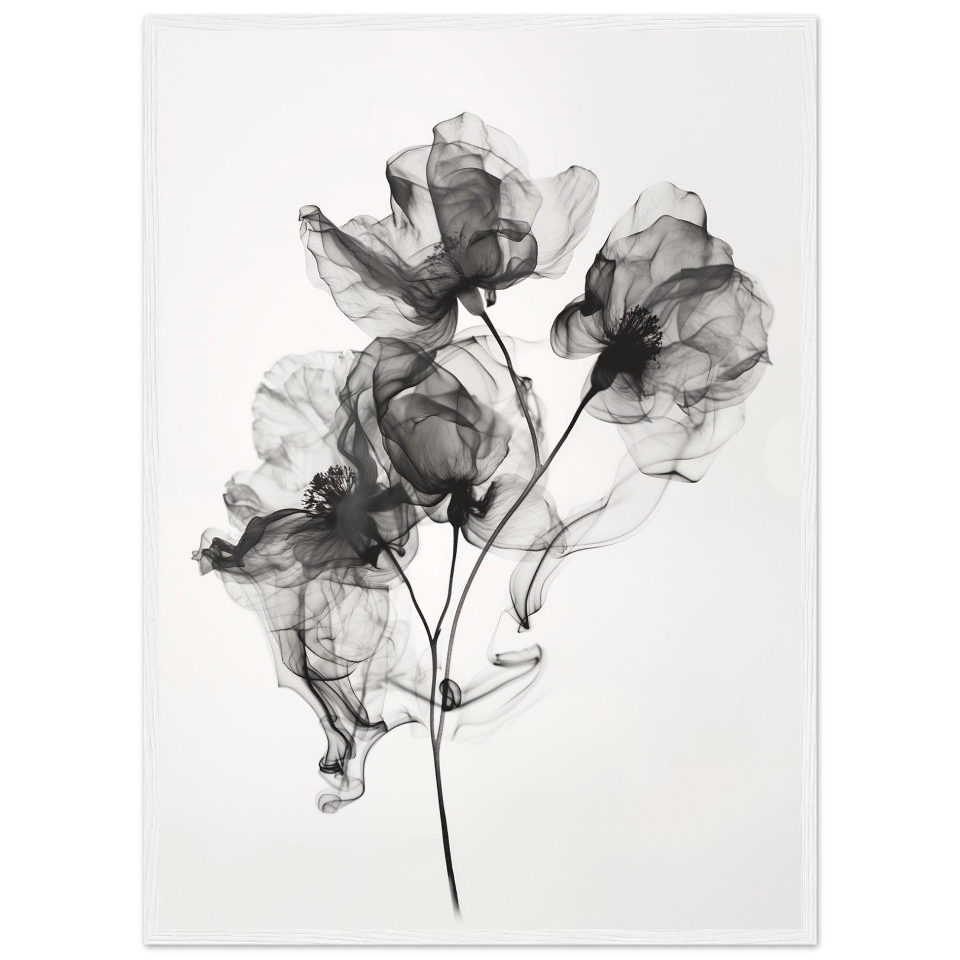 Elegant Monochrome Smoke Petals Poster - EcoFrameArt