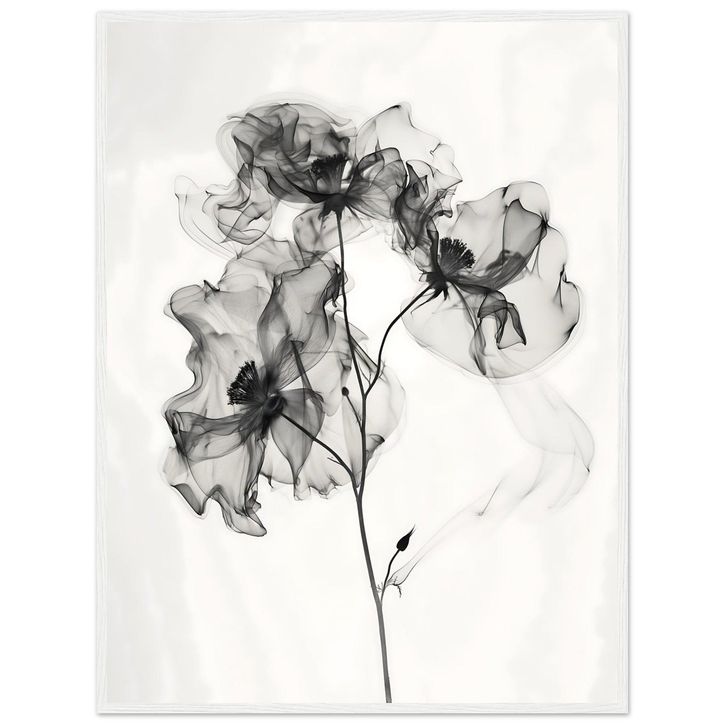 Elegant Monochrome Smoke Petals Poster - EcoFrameArt