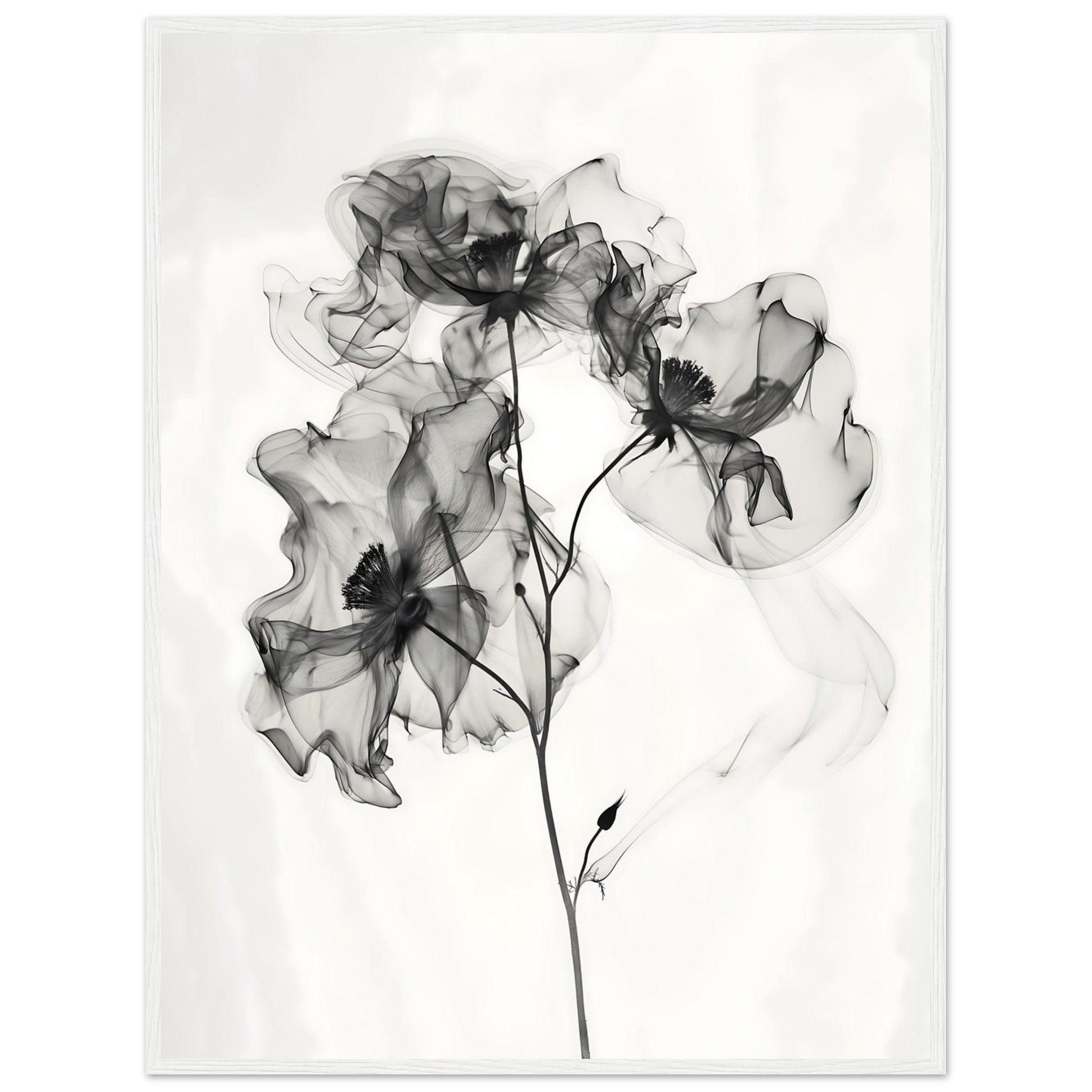 Elegant Monochrome Smoke Petals Poster - EcoFrameArt