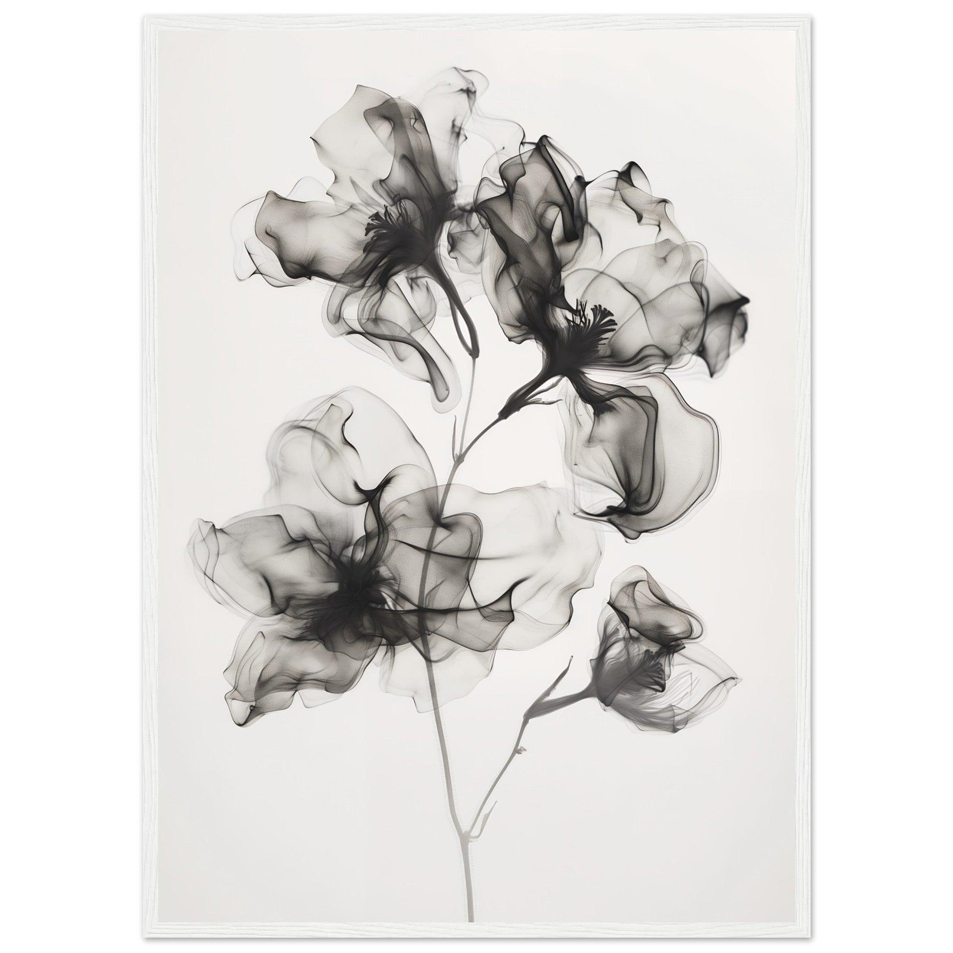 Elegant Monochrome Smoke Petals Poster - EcoFrameArt