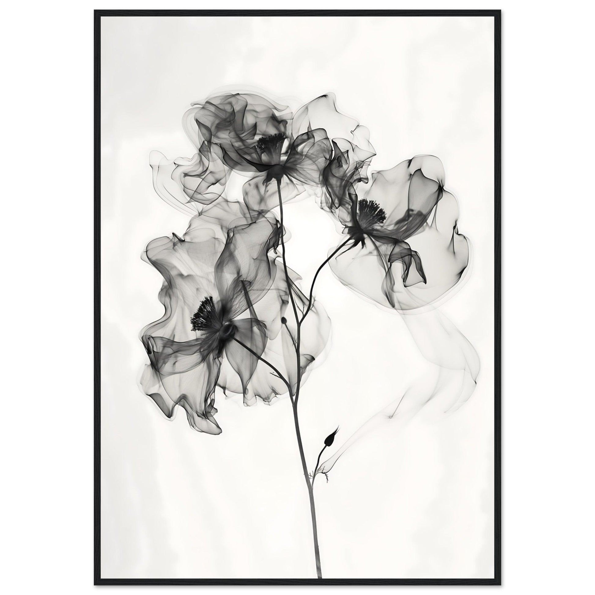 Elegant Monochrome Smoke Petals Poster - EcoFrameArt
