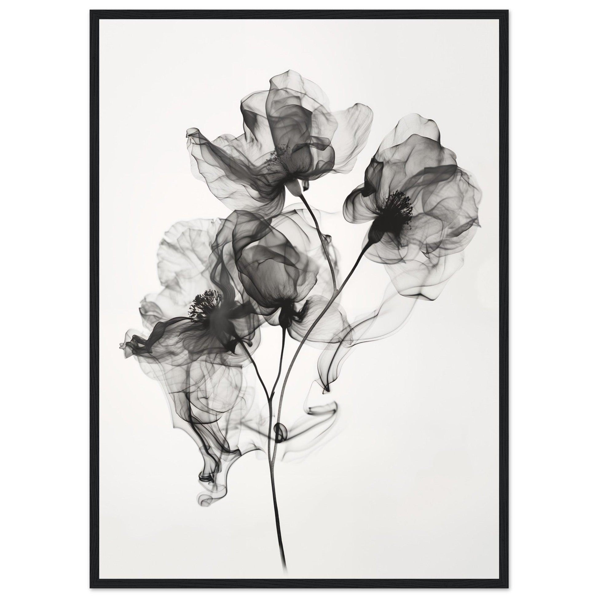 Elegant Monochrome Smoke Petals Poster - EcoFrameArt