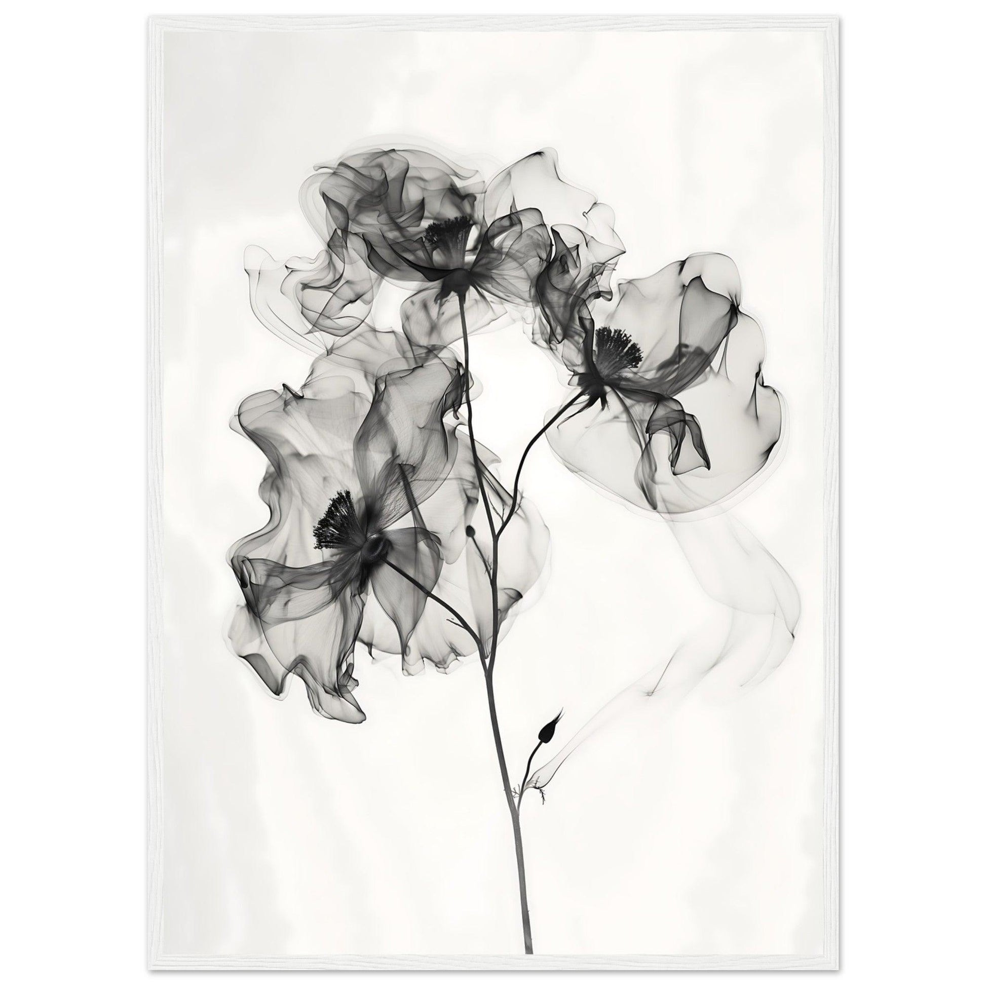Elegant Monochrome Smoke Petals Poster - EcoFrameArt