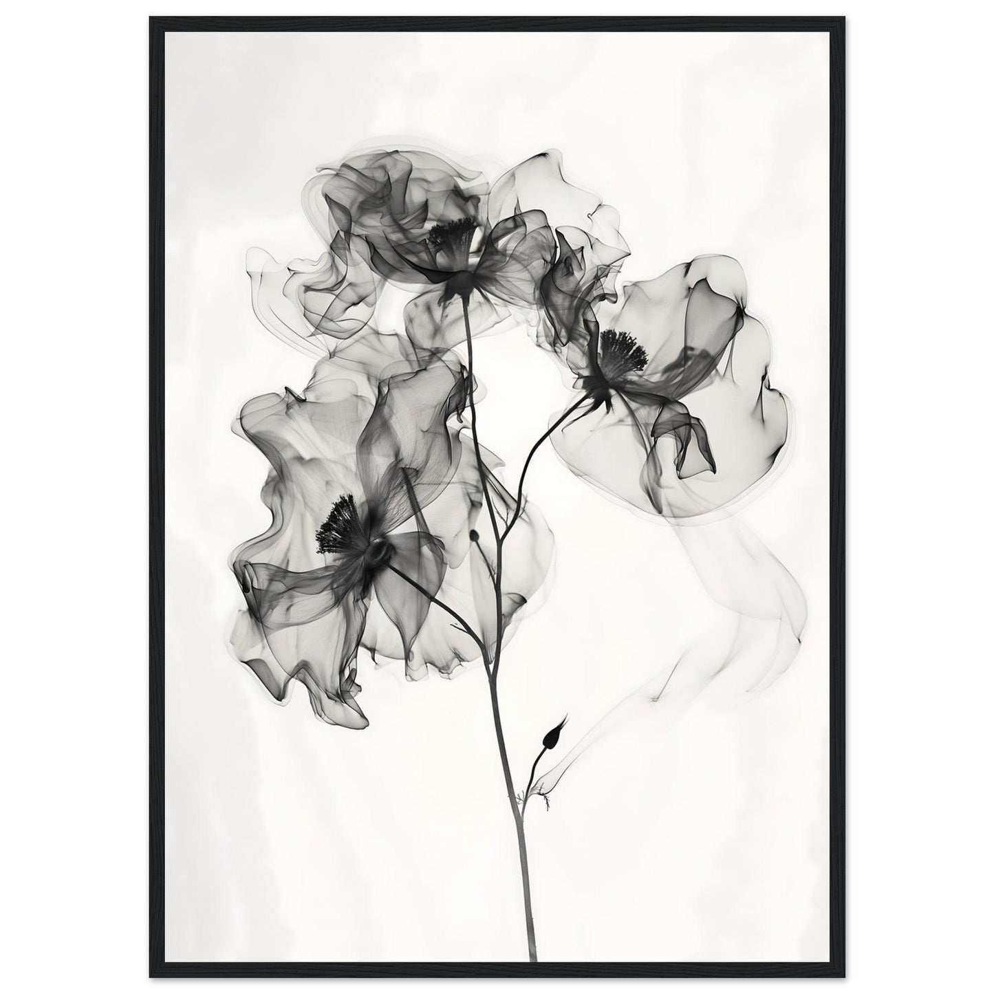 Elegant Monochrome Smoke Petals Poster - EcoFrameArt