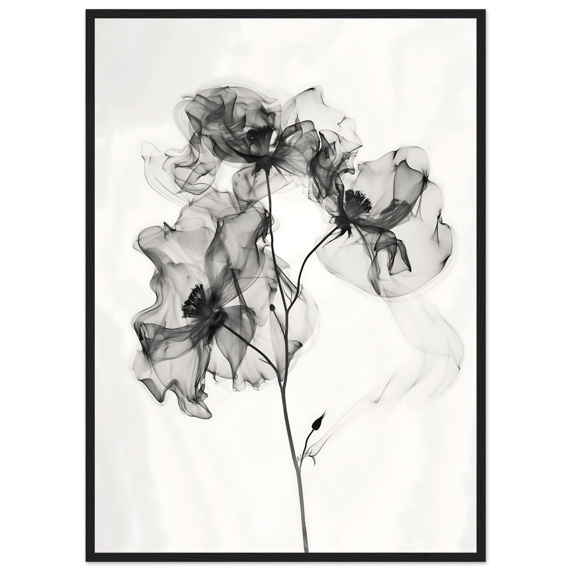 Elegant Monochrome Smoke Petals Poster - EcoFrameArt