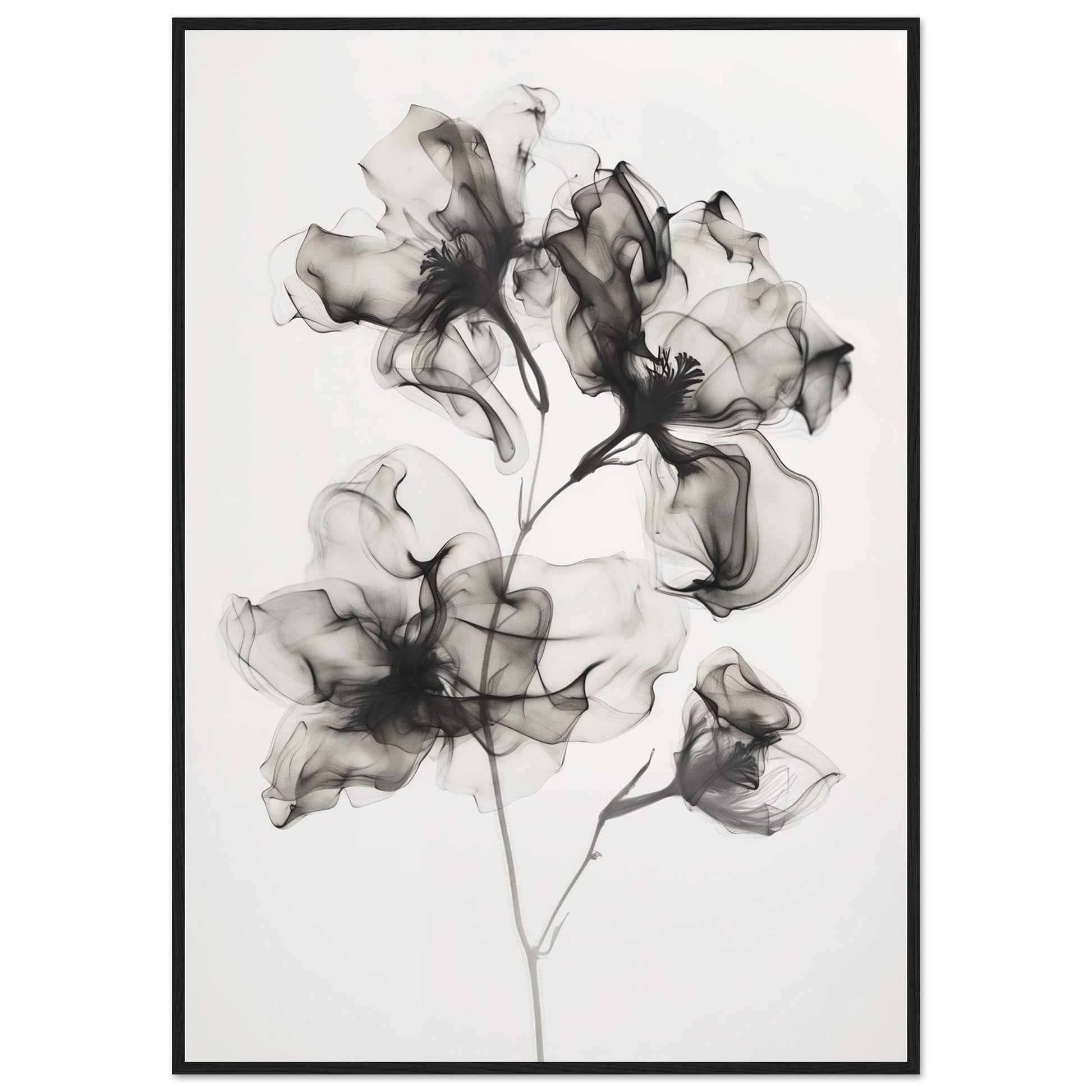 Elegant Monochrome Smoke Petals Poster - EcoFrameArt