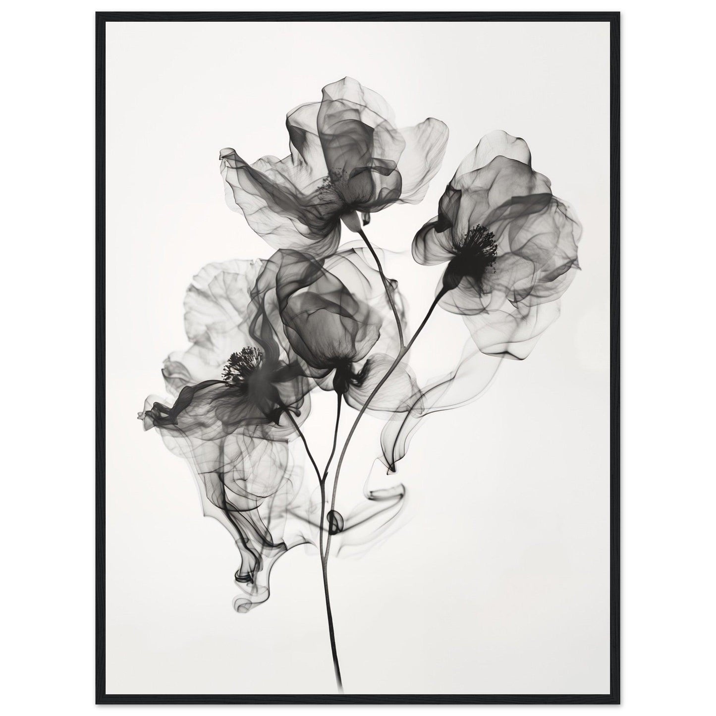 Elegant Monochrome Smoke Petals Poster - EcoFrameArt